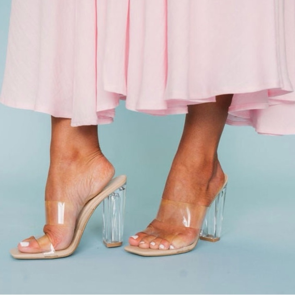 Brand new clear 4 inch heels from These Three boutique